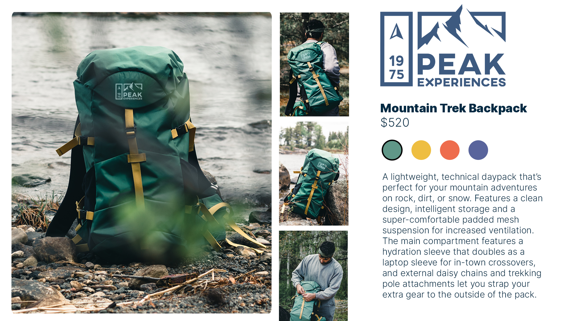 Product Gallery with backpacks